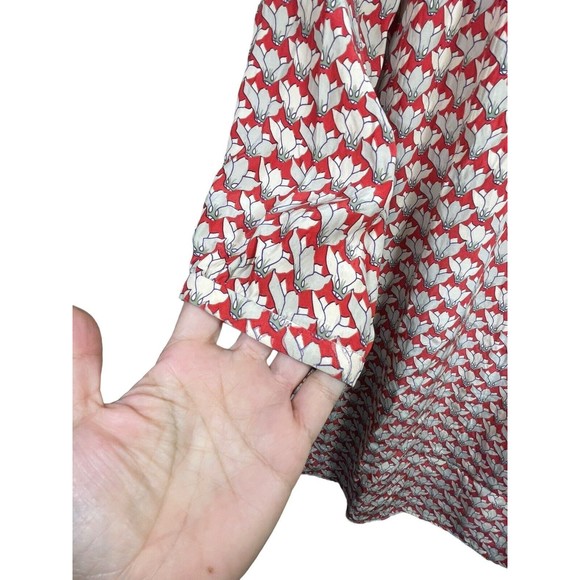 Rachel Antonoff Erin Yolk Dress Long‎ Sleeve Red Cream Size 0 Mini Dress Silk - Picture 5 of 10